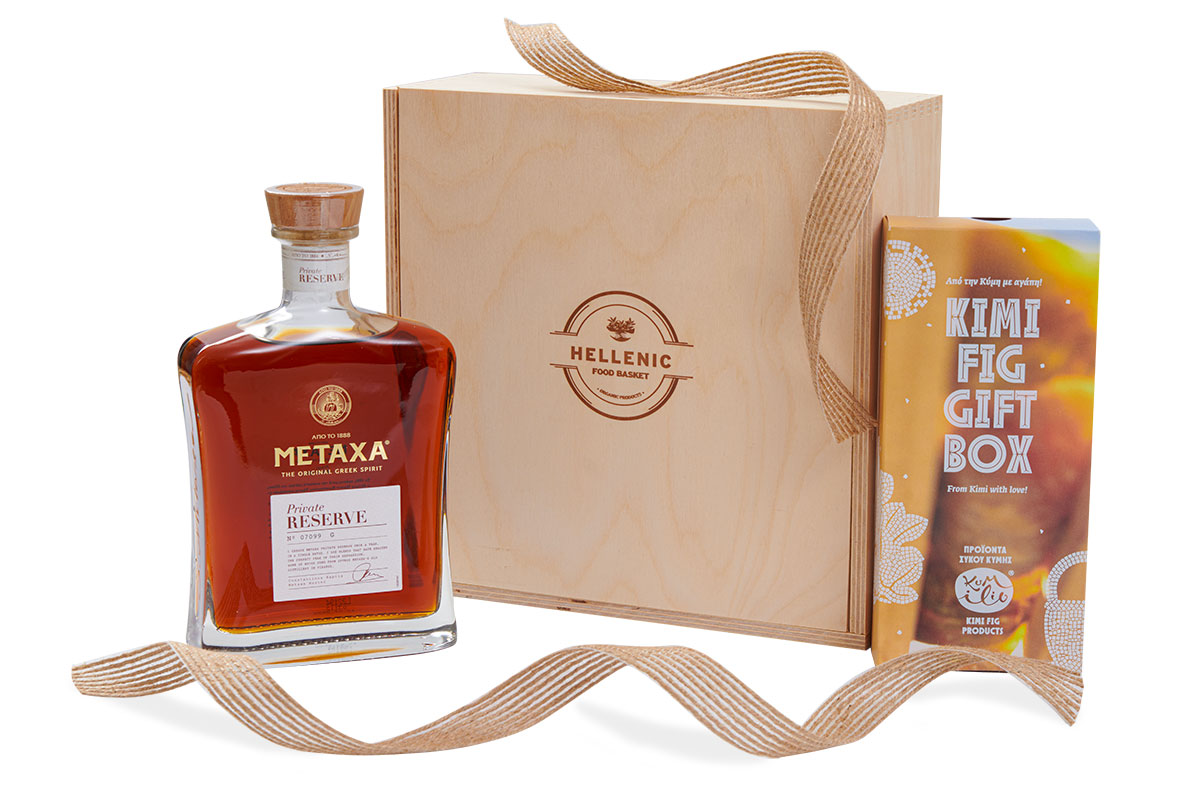 Wooden Gift Box Metaxa Reserve and Kimi Figs